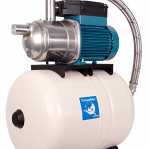 Calpeda waterworks with E-NGXM stainless steel pump and GWS pressure vessel